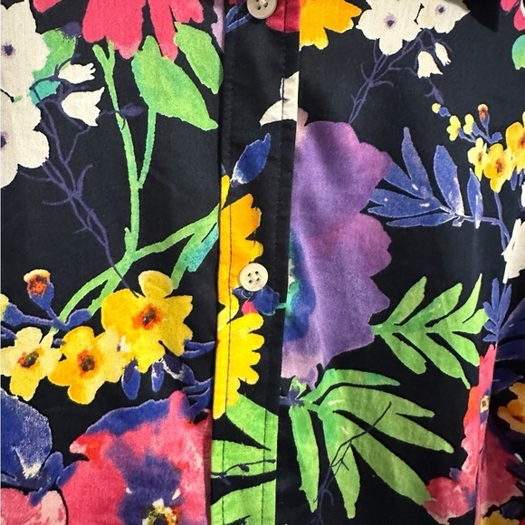 Lauren Ralph Lauren Womens Floral Button Up Top Size 2X Cotton 3/4 Sleeve Spring - Picture 9 of 9